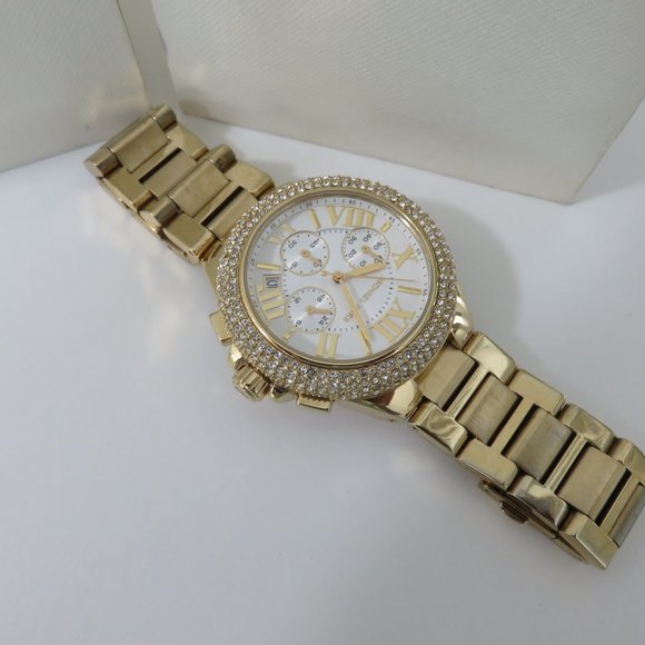 (#B) Michael Kors MK5756 Women\'s Gold-Tone Glitz Stainless Steel Bracelet